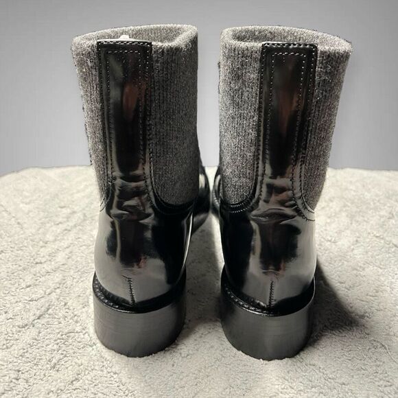 J.Crew Rib-cuff boots in Italian leather Black Gray Size 9 NWB - Picture 5 of 14
